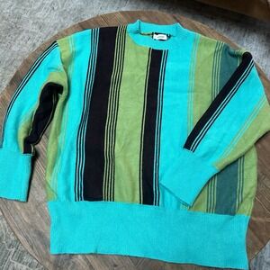 90s Style Striped Knit Sweater Men's M Unisex Coogi Inspired Cotton Blend